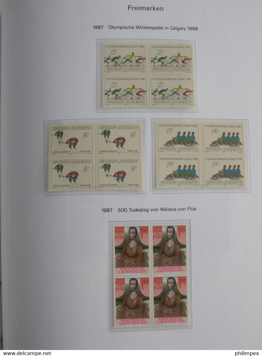 LIECHTENSTEIN, SUPERB COLLECTION 1970-96 - MINT NEVER HINGED BLOCKS OF 4!