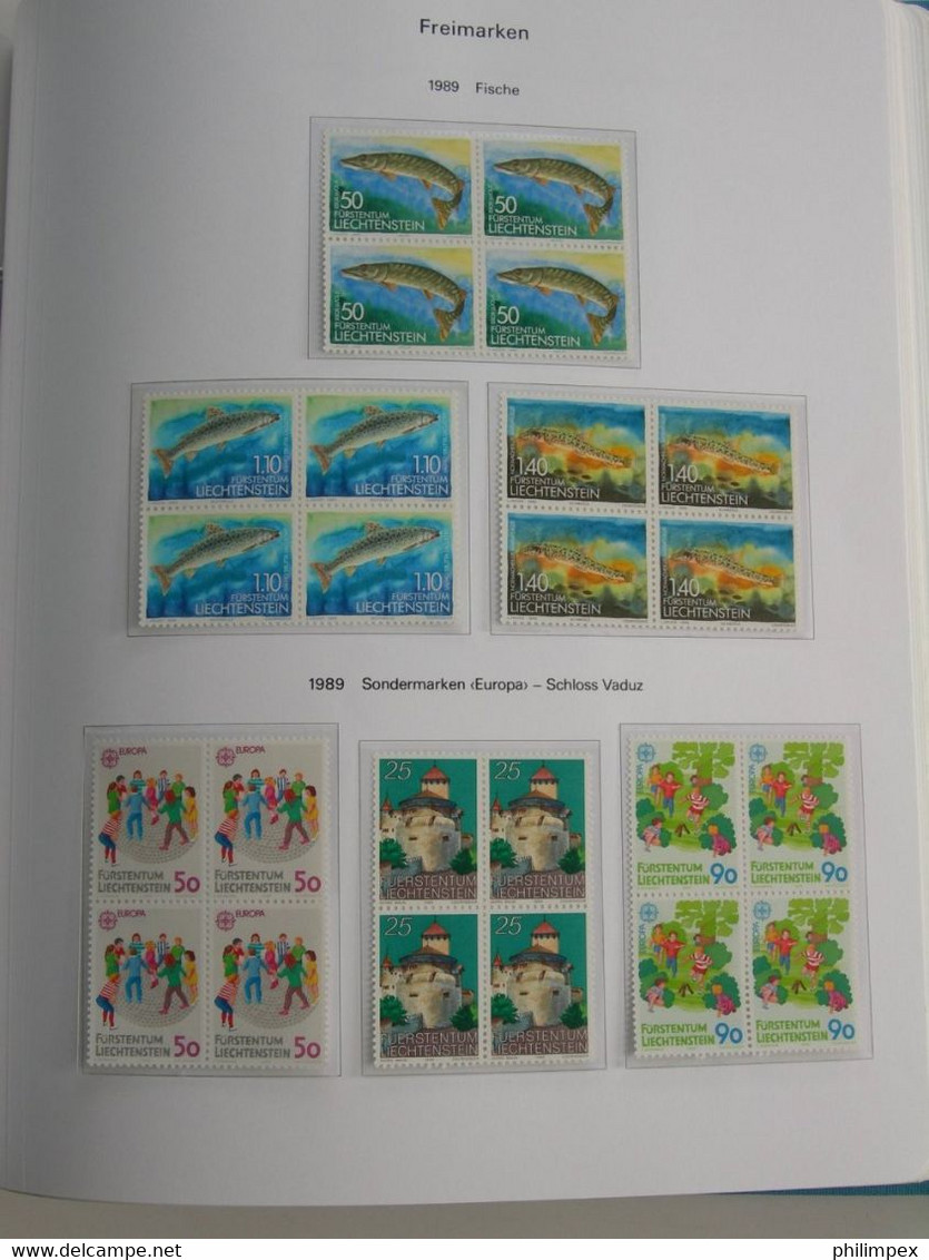 LIECHTENSTEIN, SUPERB COLLECTION 1970-96 - MINT NEVER HINGED BLOCKS OF 4!