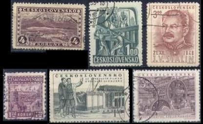 TCHECOSLOVAQUIE TCHEQUIE Poste Lot De Six Timbres Anciens Dont Staline - Lots & Serien