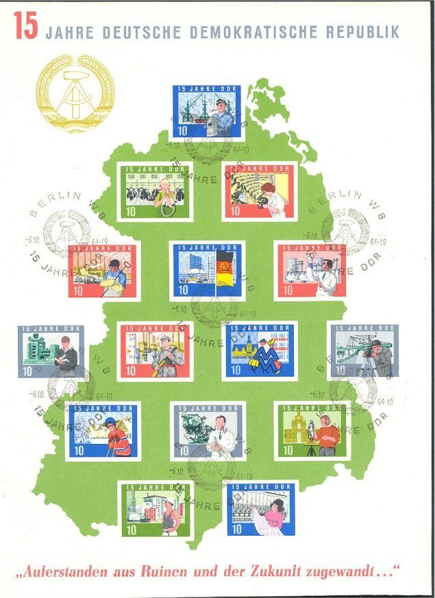 GERMANY JUMBO SHEETLET '15 YEARS OF REPUBLIC'  VFU WITH SPECIAL CANCEL	Sheetlet - Covers & Documents