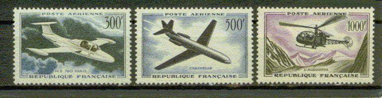 FRANCE POSTE AERIENNE Nº 35 A 37 ** - 1927-1959 Nuevos