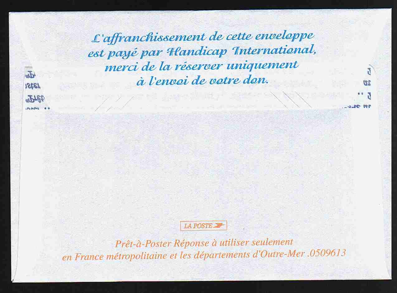 Entier Postal PAP Réponse Handicap International Autorisation 78369, N° Au Dos: 0509613 - PAP: Antwort/Lamouche