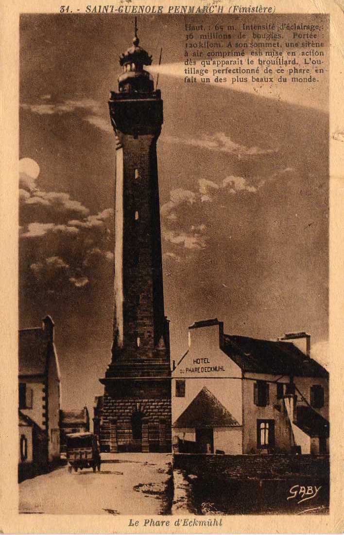 29 PENMARCH ST GUENOLE Phare D' Eckmuhl, Hotel Du Phare, Ed Gaby 31, 1939 - Penmarch