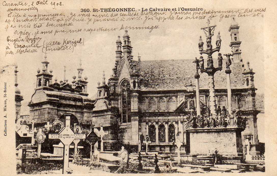 29 ST THEGONNEC Calvaire Et Ossuaire, Ed Waron 360, 1902 Karten Bost - Saint-Thégonnec