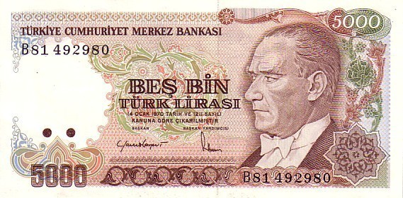 TURQUIE   5 000 Lira   Non Daté (1985)   Pick 197     ***** QUALITE  XF ***** - Turquie