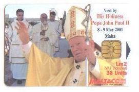 POPE JOHN PAUL II ( Malta - Rare Card ) Pape Papst Papa Paus Karol Wojtyla Jean Juan Pablo Religion Christianity - Malta