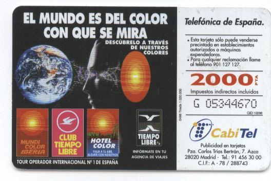 Espana - El Mundo Es Del Color Con Que Se Mira - 2000 + 100 Pesetas. - Commemorative Advertisment