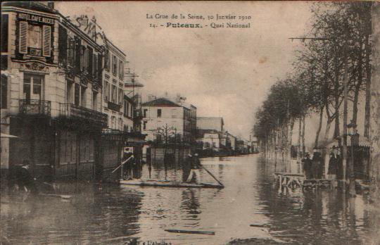 CPA De PUTEAUX - La Crue De La Seine, 30 Janvier 1910. Quai National (carte Abimée). - Puteaux