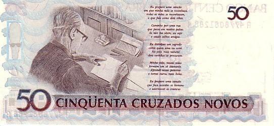 BRESIL    50Cruzeiros/50 Cruzados Novos   Non Daté (1990)   Pick 223    ***** BILLET  NEUF ***** - Brazilië