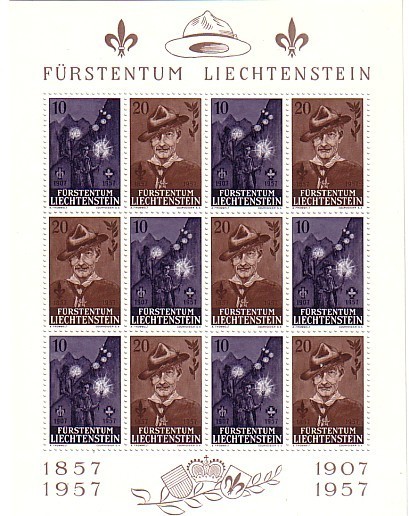 B1956 - LIECHTENSTEIN N°322/23 FEUILLE SCOUTISME  ** ( Registered Shipment Only ) - Blocks & Kleinbögen