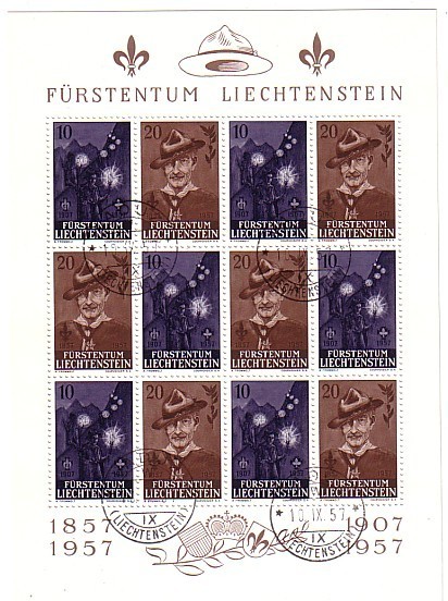 B1955 - LIECHTENSTEIN  N°322/23 FEUILLE SCOUTIME ( Registered Shipment Only ) - Blocks & Kleinbögen
