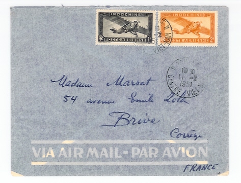 Indochine: Viet Nam: Tourane Lettre Par Avion De 1951 (05-5182) - Guerra D'Indocina/Vietnam