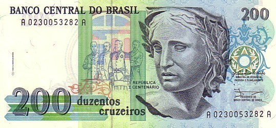 BRESIL  200 Cruzeiros Non Daté (1990)  Pick 229  Signature 28   ****BILLET  NEUF**** - Brazilië