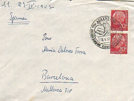 Lettre AULENDORF 1957 Cachet Conmemoratif - Lettres & Documents