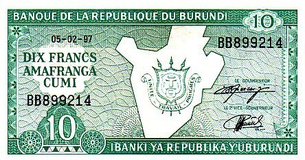 BURUNDI   10 Francs  Daté Du 01-08-2001  Pick 33d    *****BILLET  NEUF***** - Burundi