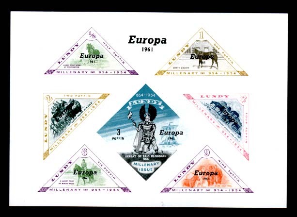 Timbres De Lundy : N° 29 - Feuillet Miniature D'Europa 1961 En Surimpression - Local Issues