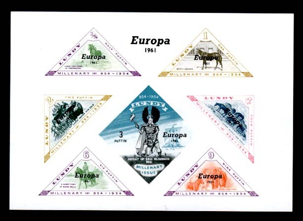 Timbres De Lundy : N° 29 - Feuillet Miniature D´Europa 1961 En Surimpression - Local Issues