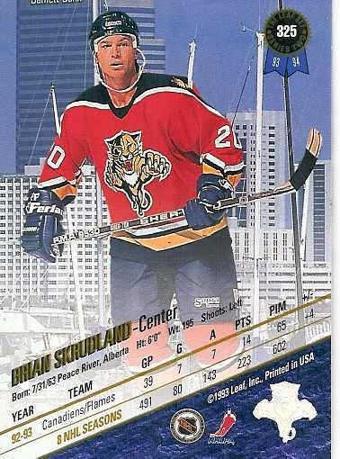 HOCKEY SUR GLACE CARTE JOUEUR DE LA NHL 1993 BRIAN SKRUDLAND - Hockey (Ice)
