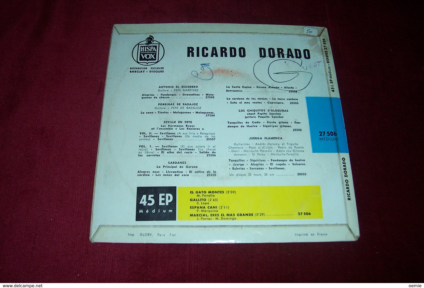 lot de 7 / 45 TOURS  disques de corrida  differents des annee 1960