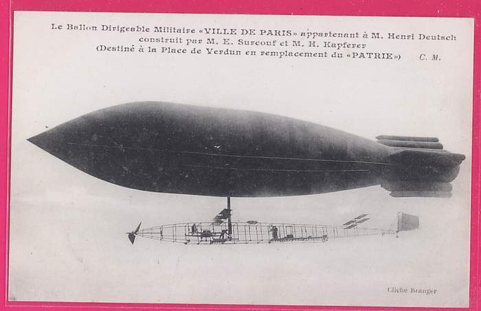 259 - Le BALLON DIRIGEABLES MILITAIRE "VILLE De PARIS" à M. Henry Deutsch De La Meurthe. - Zeppeline