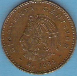 50 CENTAVOS . 1956 . - Mexico