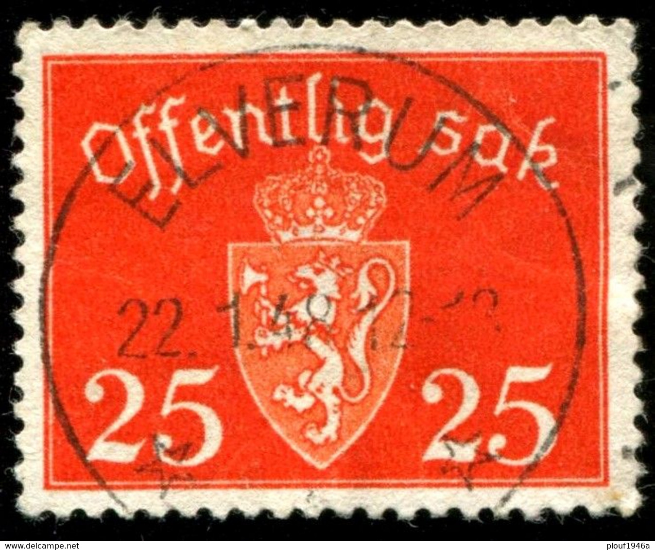 Pays : 352,02 (Norvège : Haakon VII)  Yvert Et Tellier N°:  S   53 (o) Belle Oblitération - Officials