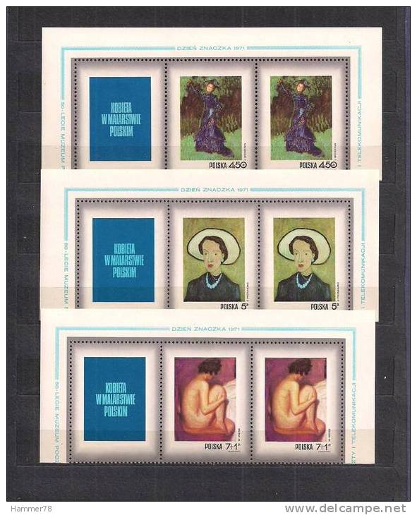 POLAND 1971 STAMP DAY, CONTEMPORARY ART Set In Pairs MNH - Ongebruikt