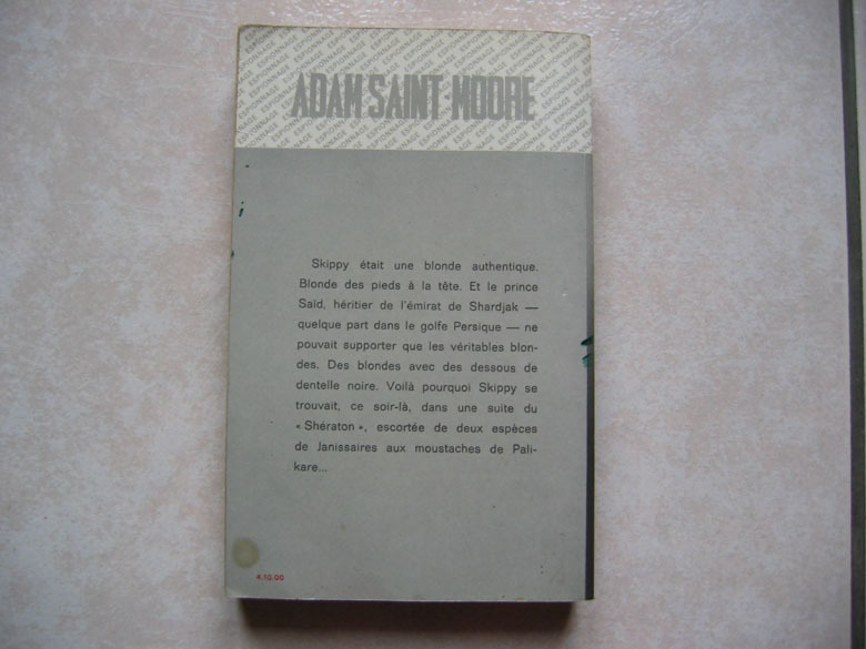 Fleuve Noir, Espionnage : Adam Saint-Moore : " Un Coup Tordu Pour Face D´Ange " N° 1061, 1973 - Fleuve Noir