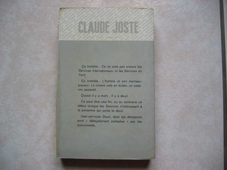 Fleuve Noir, Espionnage, Claude Joste : " Inter-Services Deuil " N° 1066, 1973 - Fleuve Noir