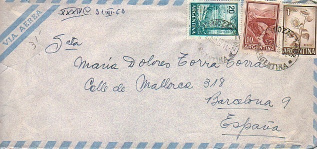 Carta Aerea MENDOZA (Argentina) 1962 A España - Lettres & Documents