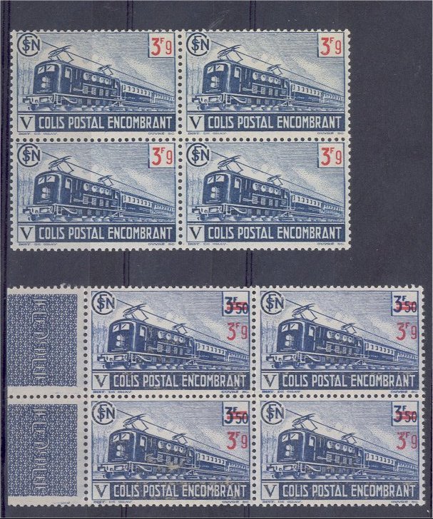 FRANCE 2 BLOCKS OF 4 RAILWAY STAMPS "LOCOMOTIVE" NEVER HINGED! - Neufs