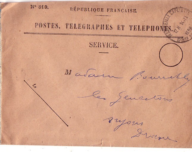 LETTRE  DE SERVICE DE 1939 AVEC ENVELOPPE &  CACHET PTT DE DIRECTION  TAD MANUEL - Lettres Civiles En Franchise