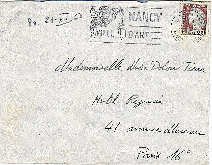 Lote 2 Cartas NANCY  (Meurthe Et Moselle) 1960 Et 1961 - Covers & Documents