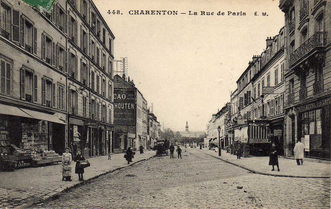 94 CHARENTON LE PONT Rue De Paris, Animée, Comptoir National D'Escompte, Ed EM 448, 1913 - Charenton Le Pont