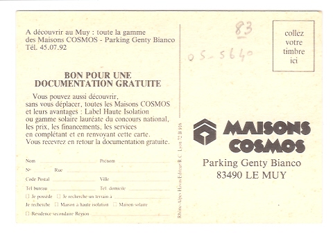 Le Muy: Publicité Pour Les Maisons Cosmos, Parking Genty Bianco (05-5640) - Le Muy