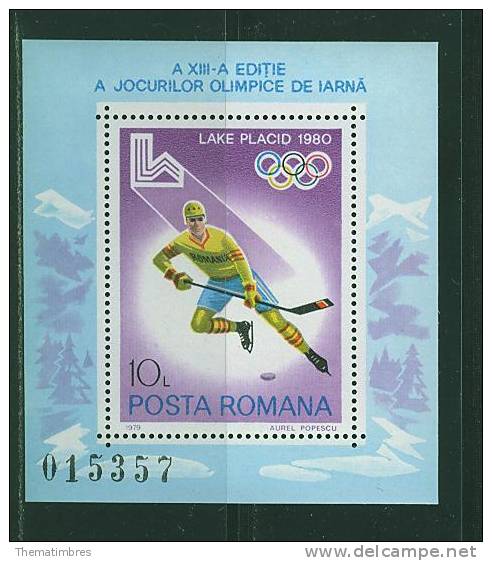 A280N0087A Hockey Sur Glace Bloc 140 Roumanie 1979 Neuf ** Jeux Olympiques De Moscou - Hiver 1980: Lake Placid