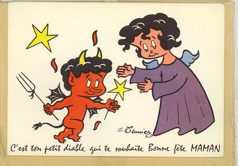 Illustrateur G. Meunier - C'est Ton Petit Diable Qui Te Souhaite Bonne Fête Maman -Ange -CP Non Voyagé-Ed M. Vaysse N°A9 - Meunier, G.