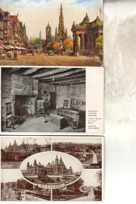3 X English-Scottish Glasgow Postcard - 3 Carte D´Ecosse De Glasgow & Edinburgh - Midlothian/ Edinburgh