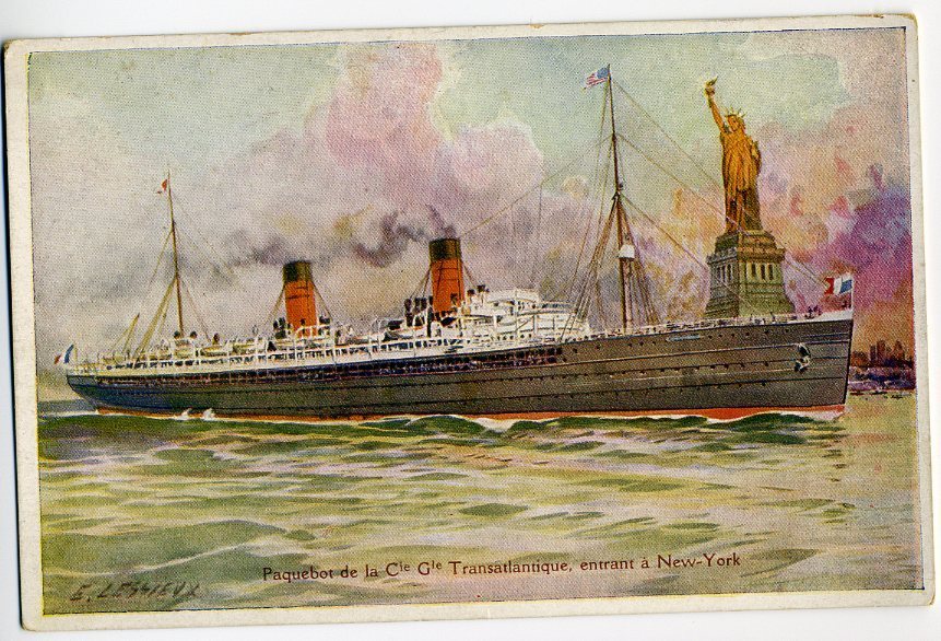 ILLUSTRATEUR: E. LESSIEUX. Paquebot De La Cie Gle Transatlantique Entrant à New-York. - Lessieux