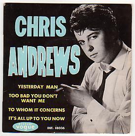 Chris  ANDREWS : " YESTERDAY MANN  "  + 3 Titres - Disco, Pop