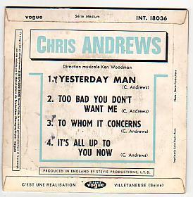 Chris  ANDREWS : " YESTERDAY MANN  "  + 3 Titres - Disco, Pop