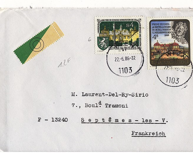 MARCOPHILIE LETTRE D'AUTRICHE AVEC SUPERBE TIMBRES DE 1986 - Cartas & Documentos