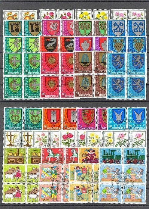 SWITZERLAND, VERY NICE GROUP BLOCKS OF 4 PRO JUVENTUTE PRO PATRIA, ALL FULL SETS - Collections