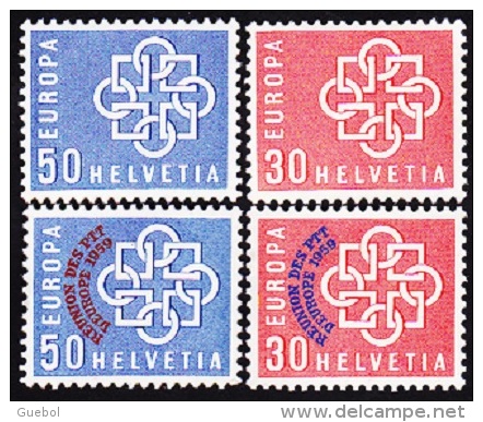 CEPT / Europa 1959 Suisse N° 630 à 633 ** Les 4 Valeurs - 1959