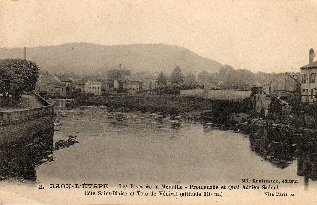 88 RAON ETAPE Rives De La Meurthe, Promenade Et Quai Adrien Sadoul, Ed Kuntzmann 2, 1918 - Raon L'Etape