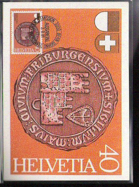 SUISSE CARTE MAXIMUM NUM YVERT 1132 ANCIEN SCEAU DE FRIBOURG - Maximum Cards