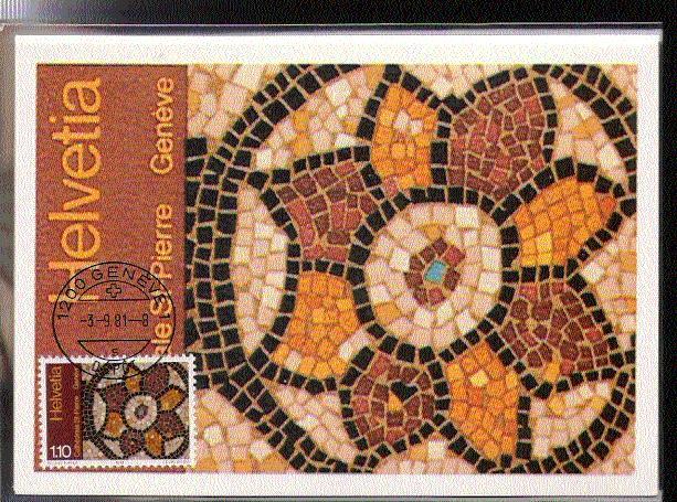 SUISSE CARTE MAXIMUM NUM YVERT 1138 MOSAIQUE CATHEDRALE ST PIERRE GENEVE - Maximum Cards