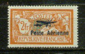 FRANCE POSTE AERIENNE Nº 1 B **  Variete Hauban Brise Signe A.Brun - 1927-1959 Postfris