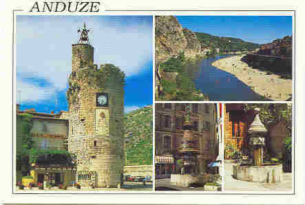 Anduze  La Tour De L´horloge, Le Gardon. Vielles Fontaines Les Cévennes Torutistiques - Anduze