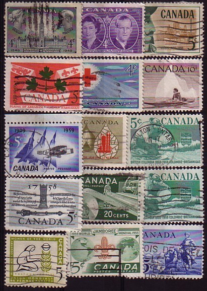 CANADA - 15 Timbres Obli - Oblitérés